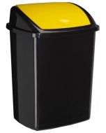 Poubelle avec couvercle à trappe basculante - 50 litres - Noir/Jaune : CEP Visuel