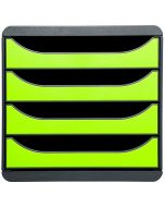 310725D EXACOMPTA : Caisson à 4 tiroirs - Big Box - Gris Noir/vert anis