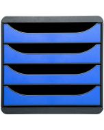 310779D EXACOMPTA : Caisson à 4 tiroirs - Big Box - Gris Noir/Bleu glacé