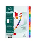 Jeu de 12 Intercalaires numériques avec touches couleurs - 1 à 12 - 245 x 297 mm A4 maxi : EXACOMPTA