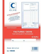ELVE Carnet  autocopiant Dupli  Facturier Auto-entrepreneur 