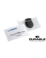 Lot de 25 Badges convexes avec pince combi - 75 x 40 mm : DURABLE 8124-19 Visuel