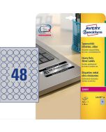 Étiquettes adhésives de Signalisation - Diamètre 30 mm - Argent : AVERY Lot de 960 Image