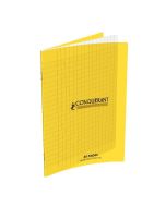 Photo Cahier Séyès / Grands carreaux Jaune - Polypro - 48 pages - 170 x 220 mm CONQUERANT :