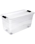 Photo Boite de rangement à roulettes - 83 L - Transparent KEEEPER Konrad