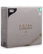 Photo PAP STAR : Lot de 50 serviettes en papier unies 400 x 400 mm - ROYAL Collection - gris 10822