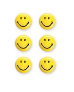 Photo Lot de 6 Aimants SMILEY 30 mm - Jaune et Noir : MAGNETOPLAN 16672
