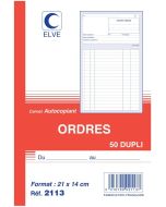 CARNET D'ORDRES : Carnet autocopiant Dupli - 210 x 140 mm Elve 2113