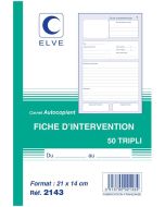 Fiche d'Intervention: Carnet autocopiant Tripli A5 Manifold 2143 Elve