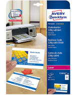 AVERY C32016-10 : Lot de 100 cartes de visite blanc satiné - 220g m²