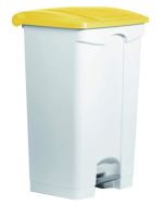 Photo Poubelle à roulettes avec couvercle - 90 litres - Blanc/Jaune : HELIT H2402318 