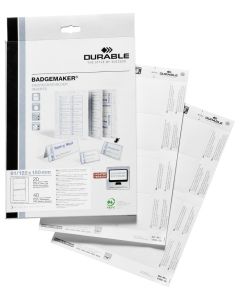 Feuilles d'impression PC pour Porte-noms - 150 x 61/122 mm : DURABLE Lot de 40 Image