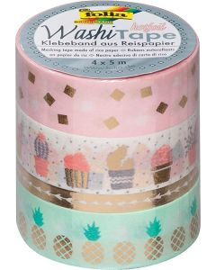 Ruban décoratif autocollant - Hotfoil Or : FOLIA Washi Tape Lot de 4 Photo