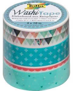 Ruban décoratif autocollant - Pastel : FOLIA Washi Tape Lot de 4 Image