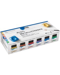 Lot de 6 pots de peinture acrylique métallisée - 20 ml - Assortiment : KREUL Photo
