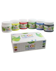 Photo C. KREUL : Lot de 6 gouaches aux doigts  MUCKI - 150 ml - Assortiment 4 couleurs 2316