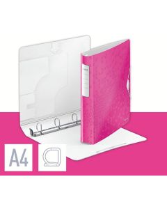 Photo Classeur souple à 4 anneaux et élastique - Dos de 49 mm - Rose LEITZ WOW 