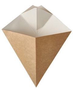 Photo Cornet à frites avec compartiment à sauce - 190 x 235 mm PAP STAR Pure