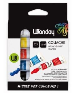 Photo Lot de 5 tubes de gouache - Assortiment WONDAY