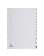 EXACOMPTA 1912E Jeu de 12 intercalaires numériques en polypropylène 1 à 12 