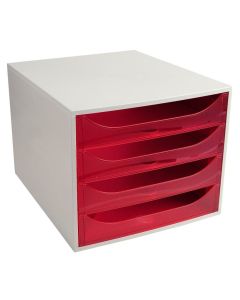 Module de rangement 4 tiroirs Ecobox - Gris/Framboise Translucide EXACOMPTA Linicolor Image