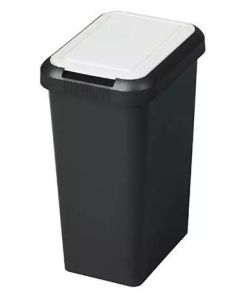 Poubelle de tri sélectif avec couvercle - 45 litres - Noir/Blanc : CEP