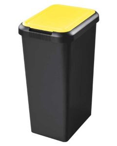 Poubelle de tri sélectif avec couvercle - 45 litres - Noir/Jaune: CEP