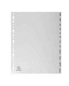 Jeu de 12 Intercalaires mensuels PP gris - Janvier à décembre - 245 x 297 mm EXACOMPTA