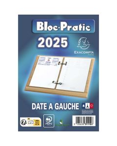 Recharge Bloc éphéméride 2022 Date à gauche EXACOMPTA