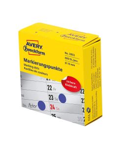 Pastilles adhésives rondes- 10 mm - Bleu : AVERY Lot de 800 pièces Image