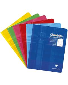 CLAIREFONTAINE 63741C : Cahier piqûre couverture pelliculée - 96 pages à grands carreaux - 170 x 220 mm