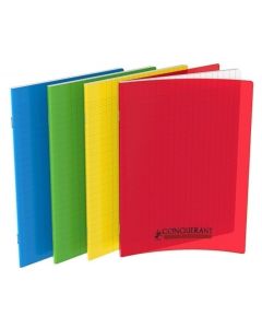 Cahier 96 pages Grands carreaux - 240 x 320 mm - Polypro Assortiment CONQUERANT