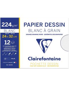 Pochette à dessin - 15 feuilles de papier blanc à grain - 96177C Clairefontaine