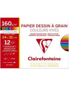 Pochette à dessin - 15 feuilles de papier blanc à grain - 96177C Clairefontaine