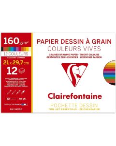 Pochette à dessin - 15 feuilles de papier blanc à grain - 96177C Clairefontaine
