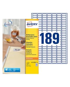 Photo Étiquettes amovibles blanches 45,7 x 21,2 mm AVERY L4736REV-10