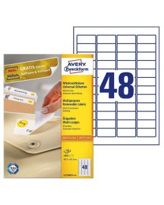 Photo Étiquettes amovibles blanches 45,7 x 21,2 mm AVERY L4736REV-100