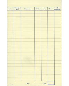 Fiche de Stock Carton inventaire suivi Elve B125D