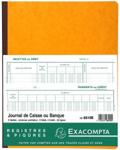 EXACOMPTA 6510E : Journal de caisse ou banque - 320 x 250 mm Exemple