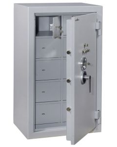 HARTMANN : Armoire forte Protect à 20 compartiments - Serrure à clés et à tubes compteurs - 510 L ouvert