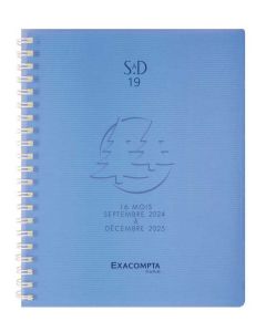 Agenda 2024/2025 Semainier de bureau SAD 19W - 180 x 140 mm EXACOMPTA Bleu