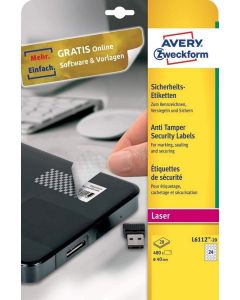 Etiquettes de sécurité adhésives rondes en film plastifié - 40 mm - Blanc : AVERY Lot de 480 Visuel