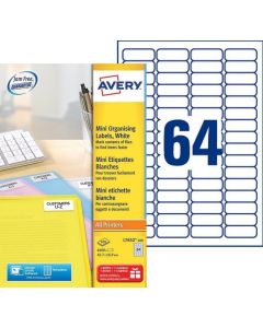 Mini-étiquettes - 45,7 x 16,9 mm - Blanc : AVERY L7652 Lot de 6400 Image