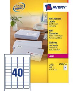 Mini-étiquettes - 45,7 x 25,4 mm - Blanc : AVERY L7654 Lot de 4000 Photo
