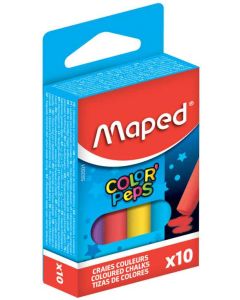 MAPED : Boite de 10 craies pour tableau mural - Assortiment de couleurs
