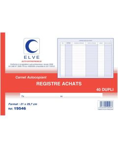 Registre des achats - Auto-entrepreneur ELVE 19546