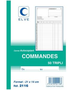 Photo Carnet de commandes 210 x 140 mm - Autocopiant Tripli ELVE