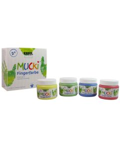 Photo C. KREUL : Lot de 4 gouaches aux doigts  MUCKI - 150 ml - Assortiment 4 couleurs