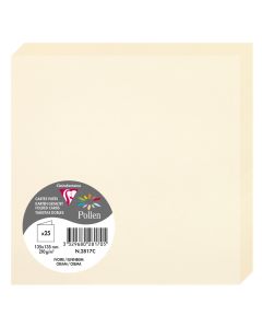 Photo Cartes double en papier - 135 x 135 mm - Ivoire CLAIREFONTAINE Pollen Lot de 25