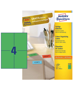 Photo Étiquettes autocollantes Vertes 105 x 148 mm AVERY 3458